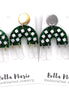 Green Glitter Clover Fringe Arch Earrings