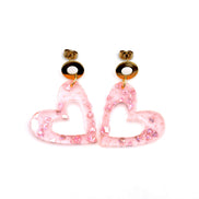Pink Glitter Heart Earrings