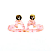 Pink Glitter Heart Earrings