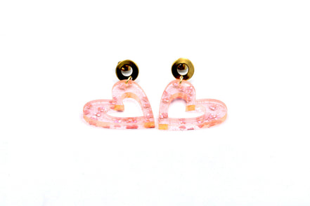 Pink Glitter Heart Earrings
