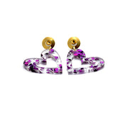Purple Glitter Heart Earrings