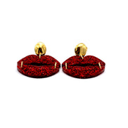 Red Glitter Lips Earrings