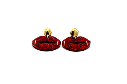 Red Glitter Lips Earrings