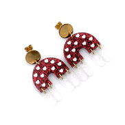 Glitter Heart Fringe Earrings