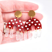 Glitter Heart Fringe Earrings