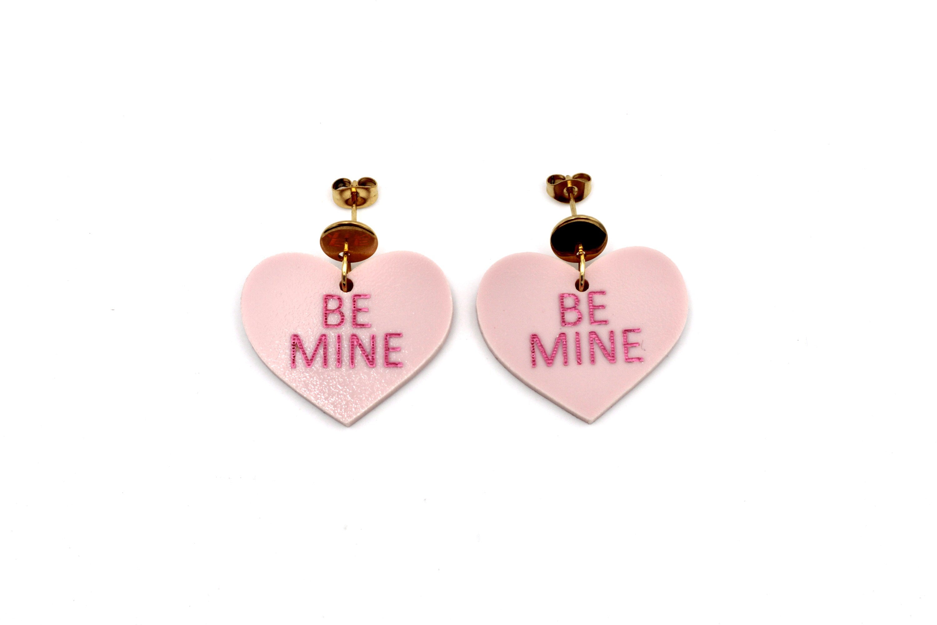 Pink Be Mine Heart Earrings