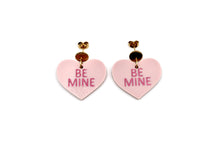 Load image into Gallery viewer, Pink Be Mine Heart Earrings

