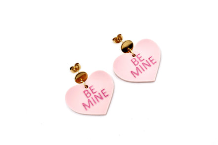 Pink Be Mine Heart Earrings