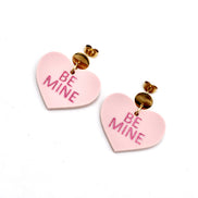 Pink Be Mine Heart Earrings