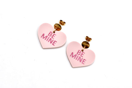 Pink Be Mine Heart Earrings