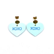 Blue XOXO Heart Earrings