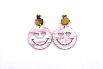 Light Pink Smiley Face Earrings
