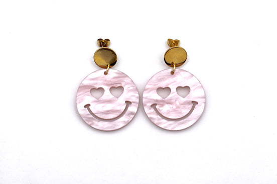 Light Pink Smiley Face Earrings