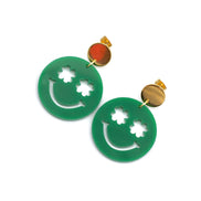 Clover Smiley Face Earrings