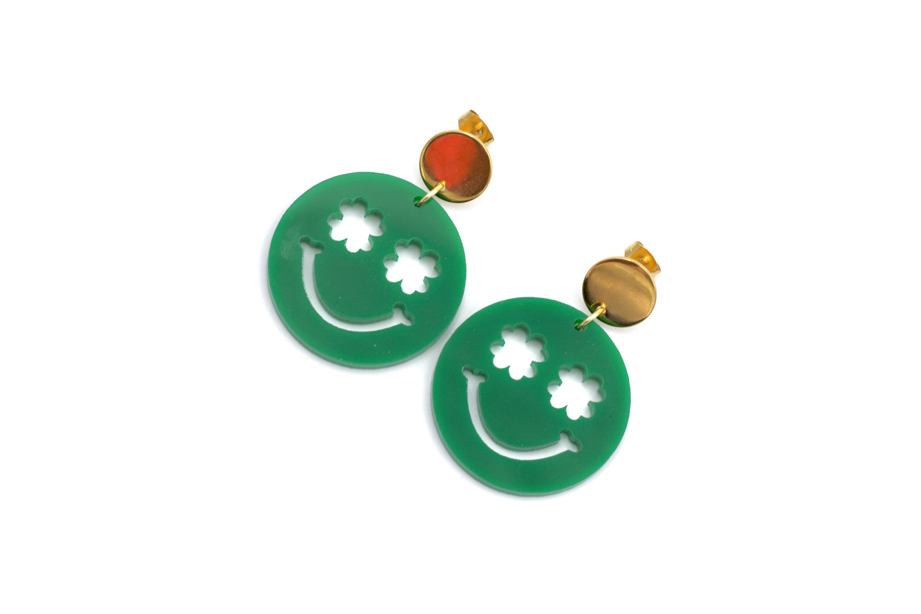 Clover Smiley Face Earrings