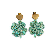 Glitter Clover Earrings