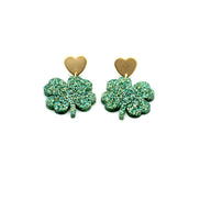 Glitter Clover Earrings