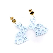 Blue Floral Bunny Earrings