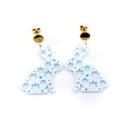 Blue Floral Bunny Earrings