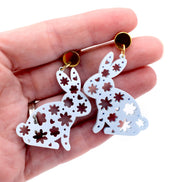 Blue Floral Bunny Earrings