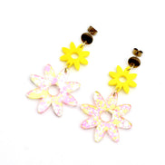 Pink & Yellow Flower Earrings