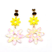 Pink & Yellow Flower Earrings