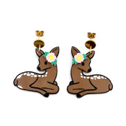 Floral Deer Earrings