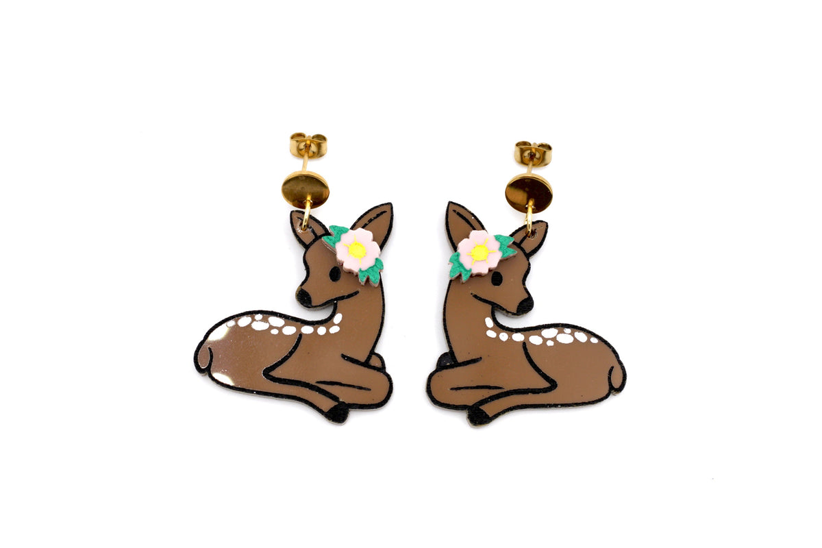 Floral Deer Earrings