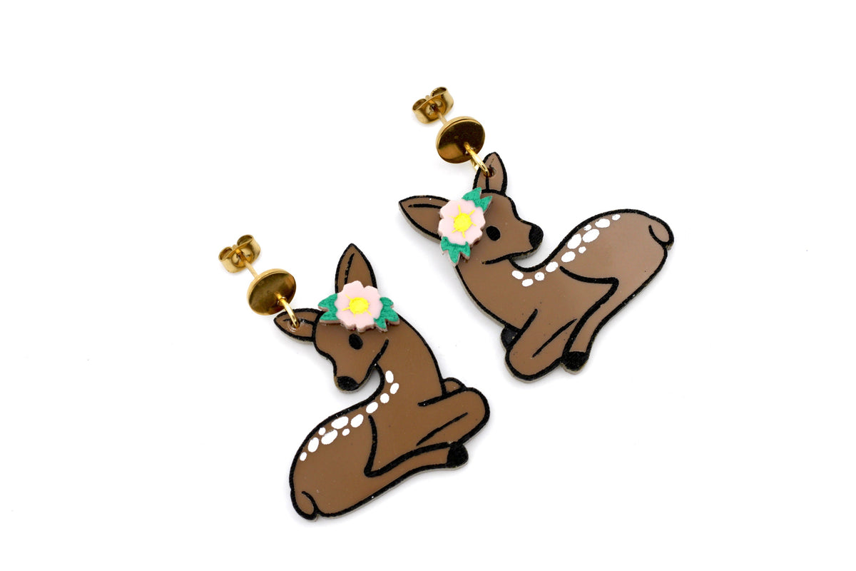 Floral Deer Earrings