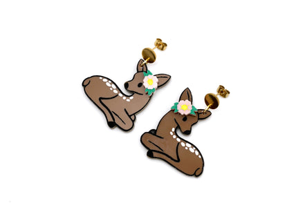 Floral Deer Earrings