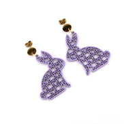 Purple Rattan Style Bunny Earrings