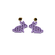 Purple Rattan Style Bunny Earrings