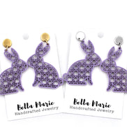 Purple Rattan Style Bunny Earrings