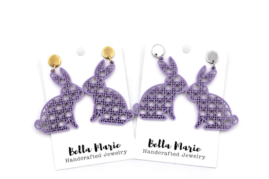 Purple Rattan Style Bunny Earrings