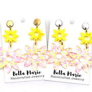 Pink & Yellow Flower Earrings