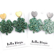 Glitter Clover Earrings