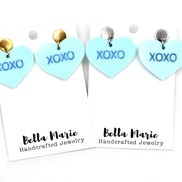 Blue XOXO Heart Earrings
