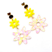 Pink & Yellow Flower Earrings