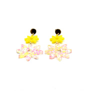 Pink & Yellow Flower Earrings