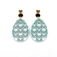 Green Rattan Style Easter Egg Earrings