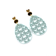Green Rattan Style Easter Egg Earrings