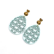 Green Rattan Style Easter Egg Earrings
