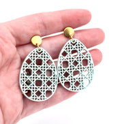 Green Rattan Style Easter Egg Earrings