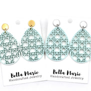 Green Rattan Style Easter Egg Earrings