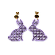 Purple Rattan Style Bunny Earrings