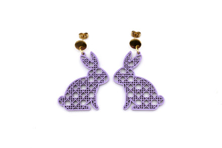 Purple Rattan Style Bunny Earrings