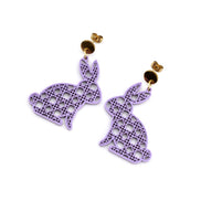 Purple Rattan Style Bunny Earrings