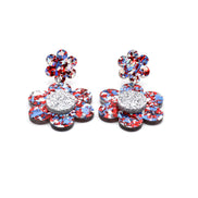 Red & Blue Flower Earrings