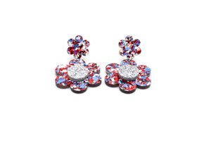 Red & Blue Flower Earrings