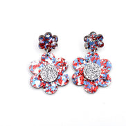 Red & Blue Flower Earrings